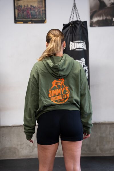 Donker groen hoodie met geborduurd logo - Afbeelding 3